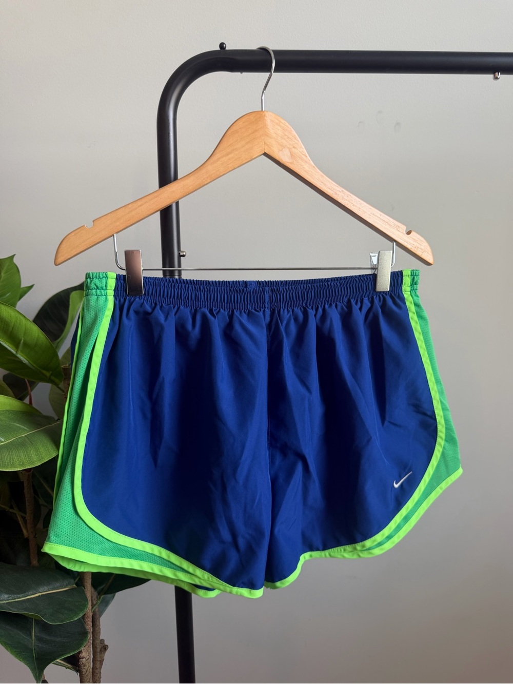 Nike Women’s Blue with Neon Green Trim Athletic Shorts